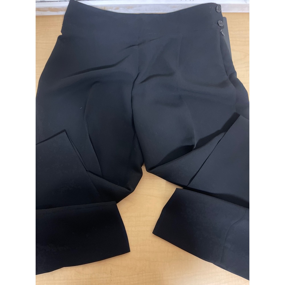 Zara Woman Black Side Zip Dress Pants Trousers Size 6 Leopard Trim Made in Spain